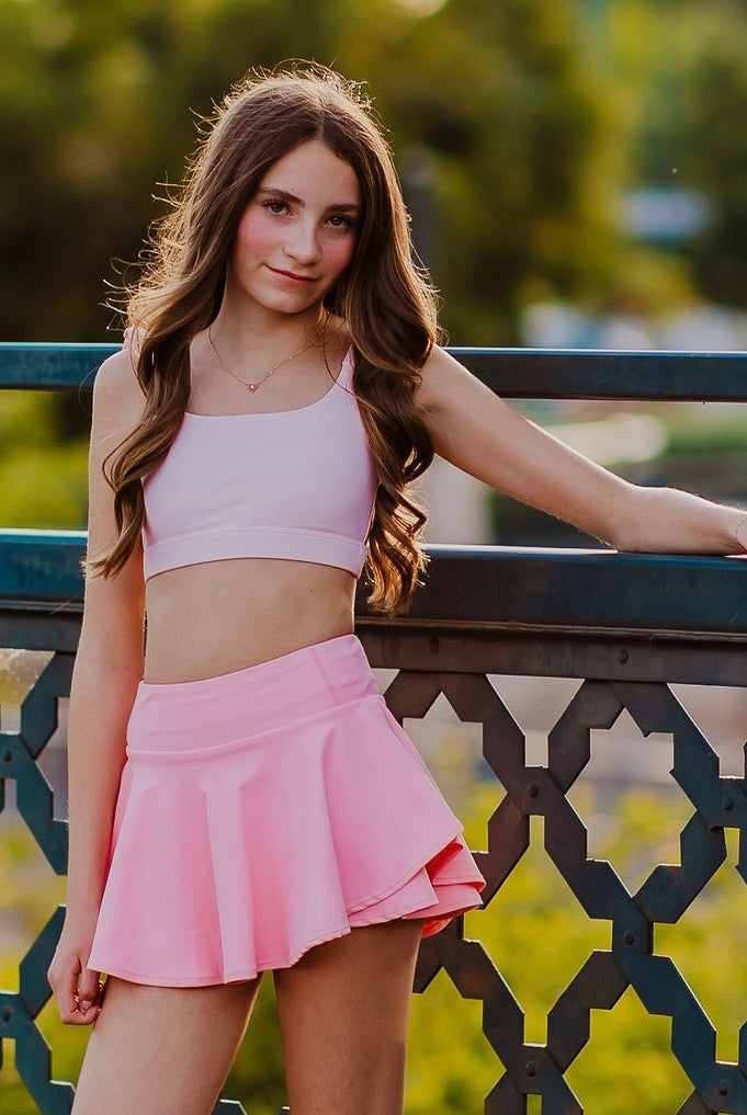 Modern tennis skirt styled for active lifestyle