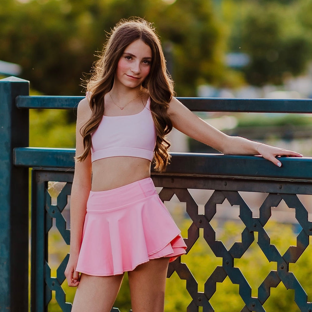 Modern tennis skirt styled for active lifestyle