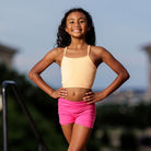 Girls pink high-rise compression shorts