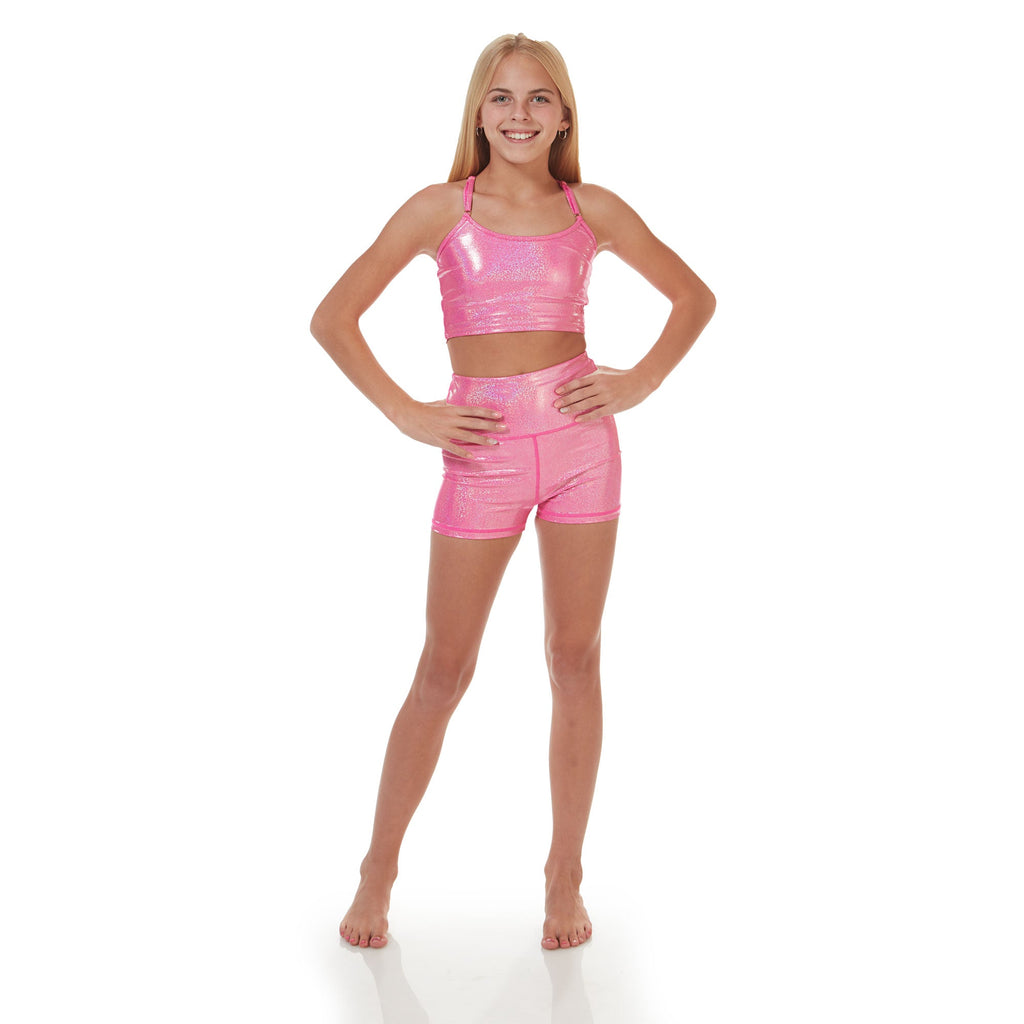 Ignite pink girls compression shorts