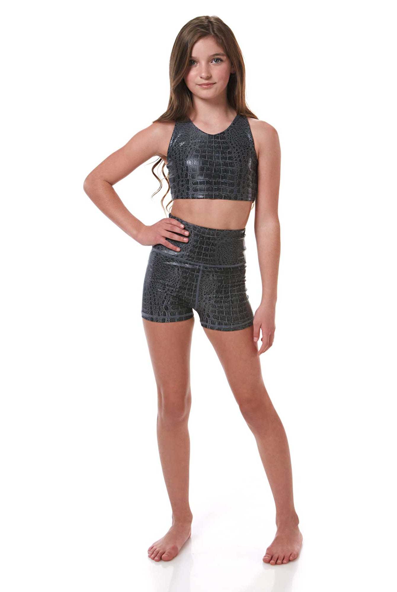 Vitality girls compression shorts black crocodile