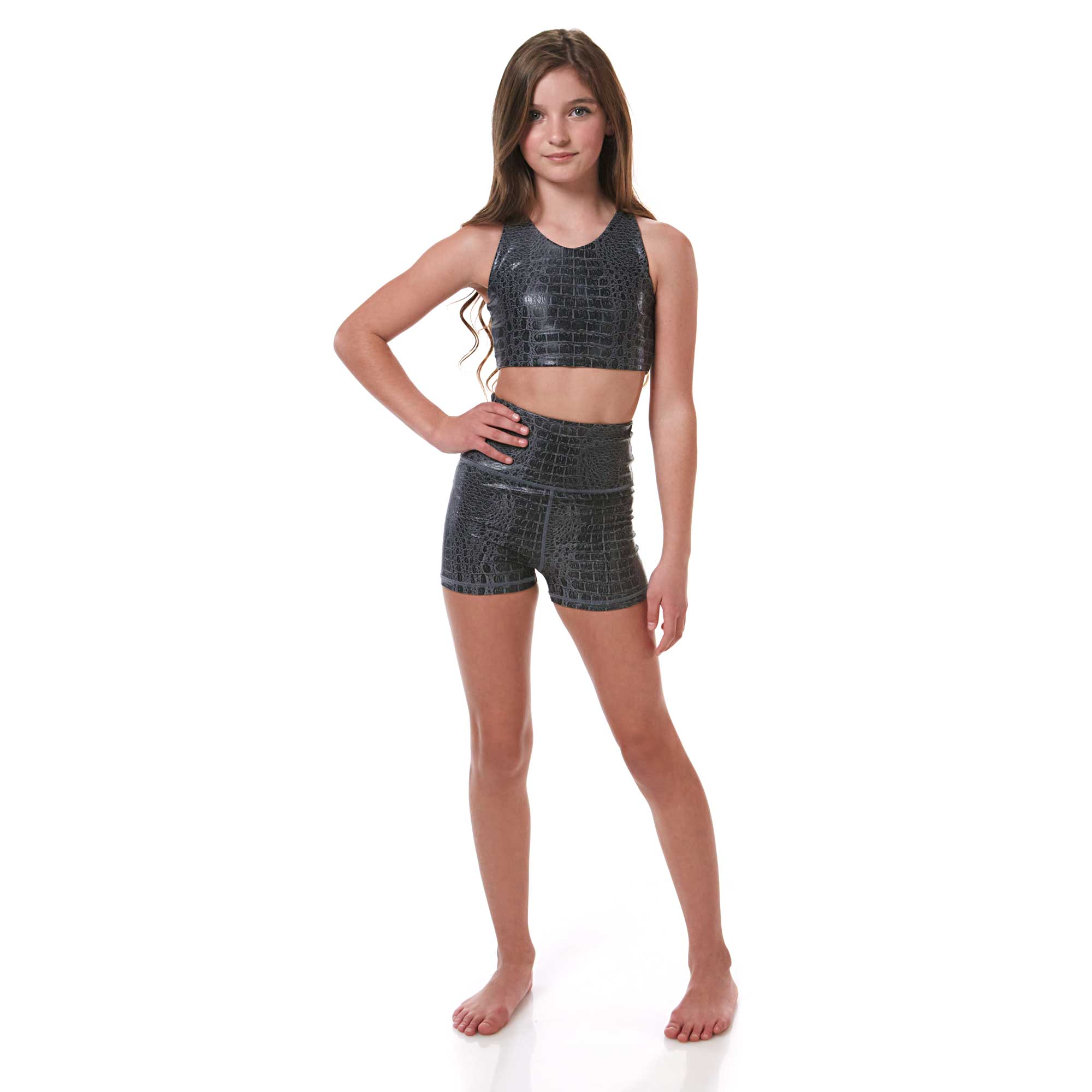 Vitality girls compression shorts black crocodile