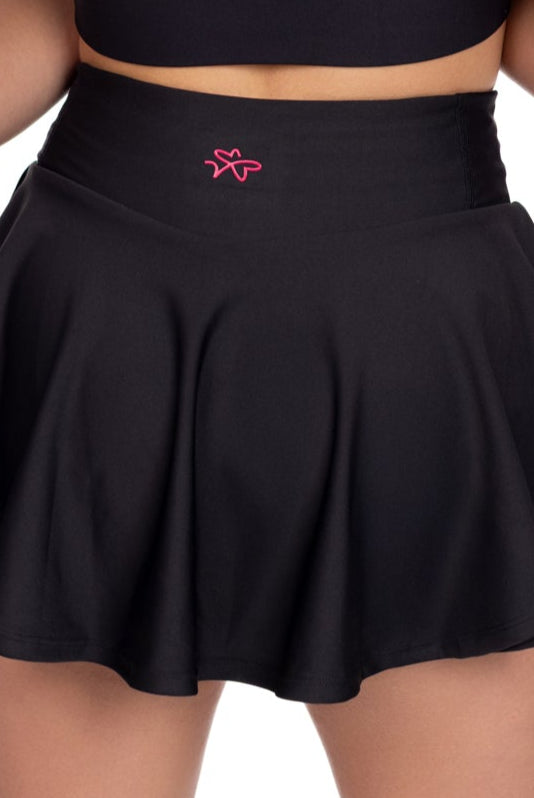 Black sporty tennis skirt back coverage view