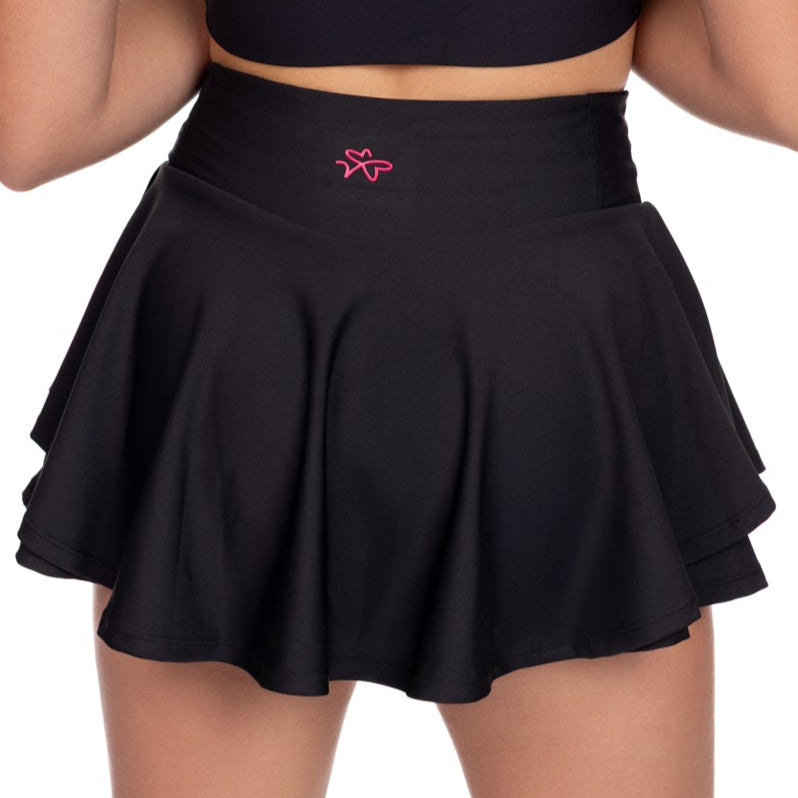 Black sporty tennis skirt back coverage view