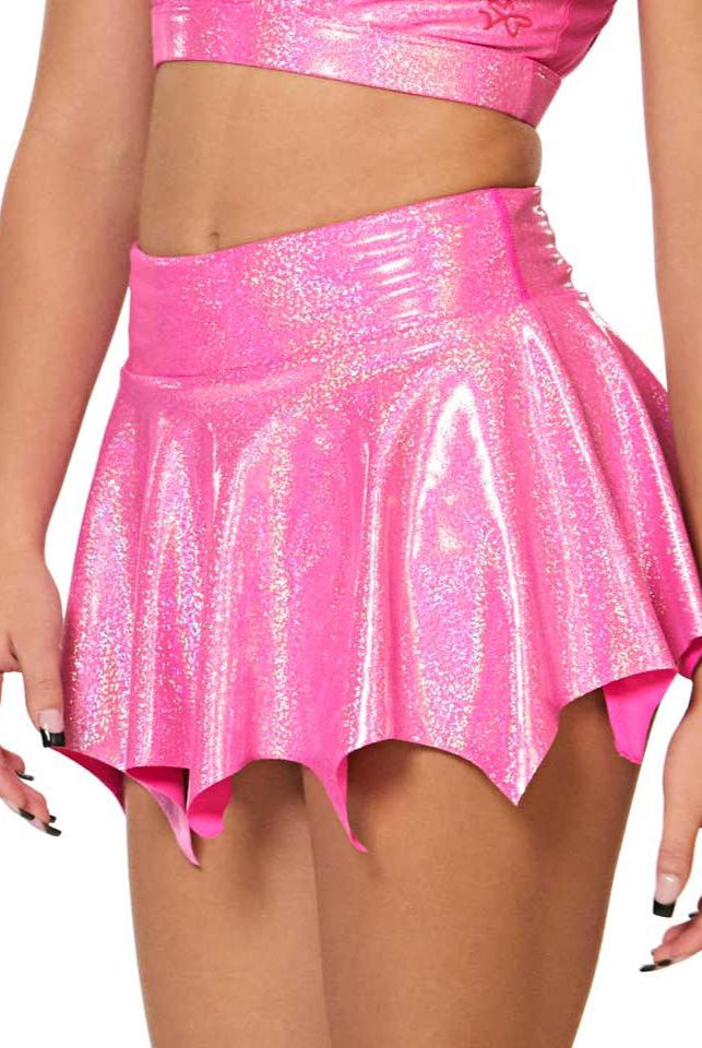 Girls pink metallic dance convention skirt pointed hem performance outfit