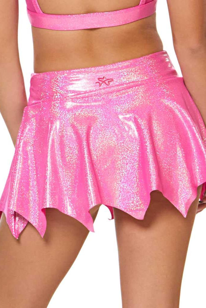 Girls pink metallic dance convention skirt pointed hem performance outfit