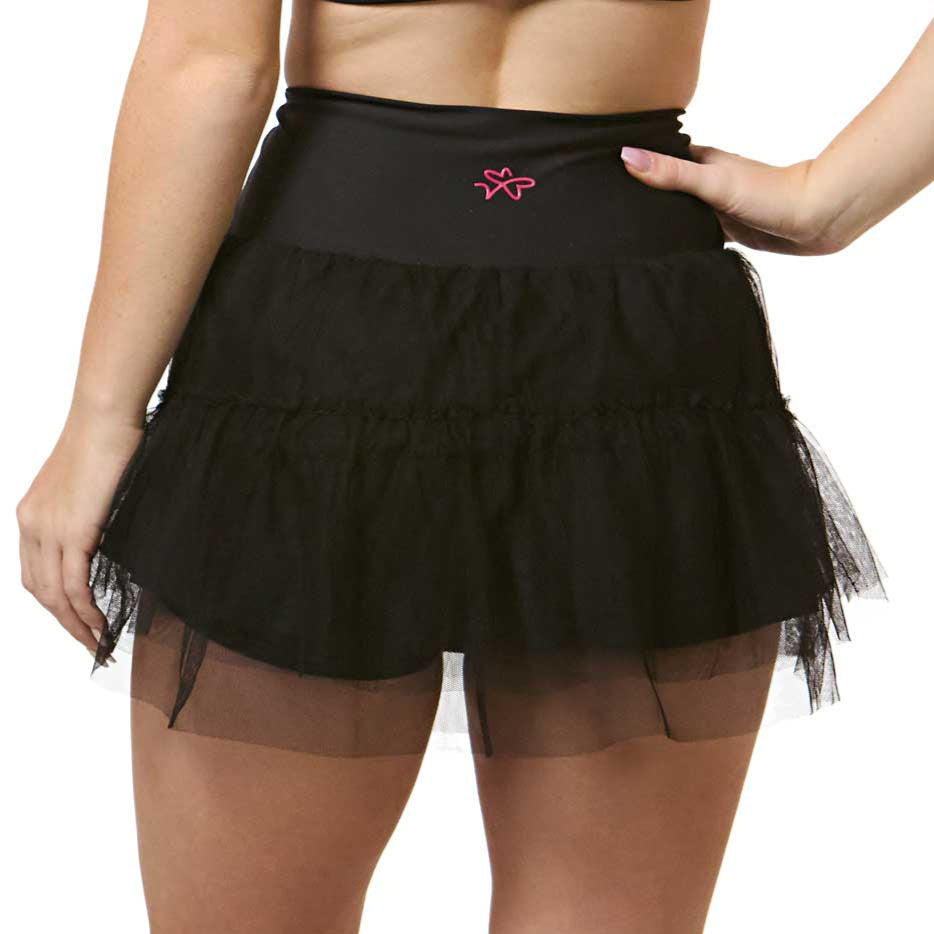 black layered tulle dance skirt with volume and movement