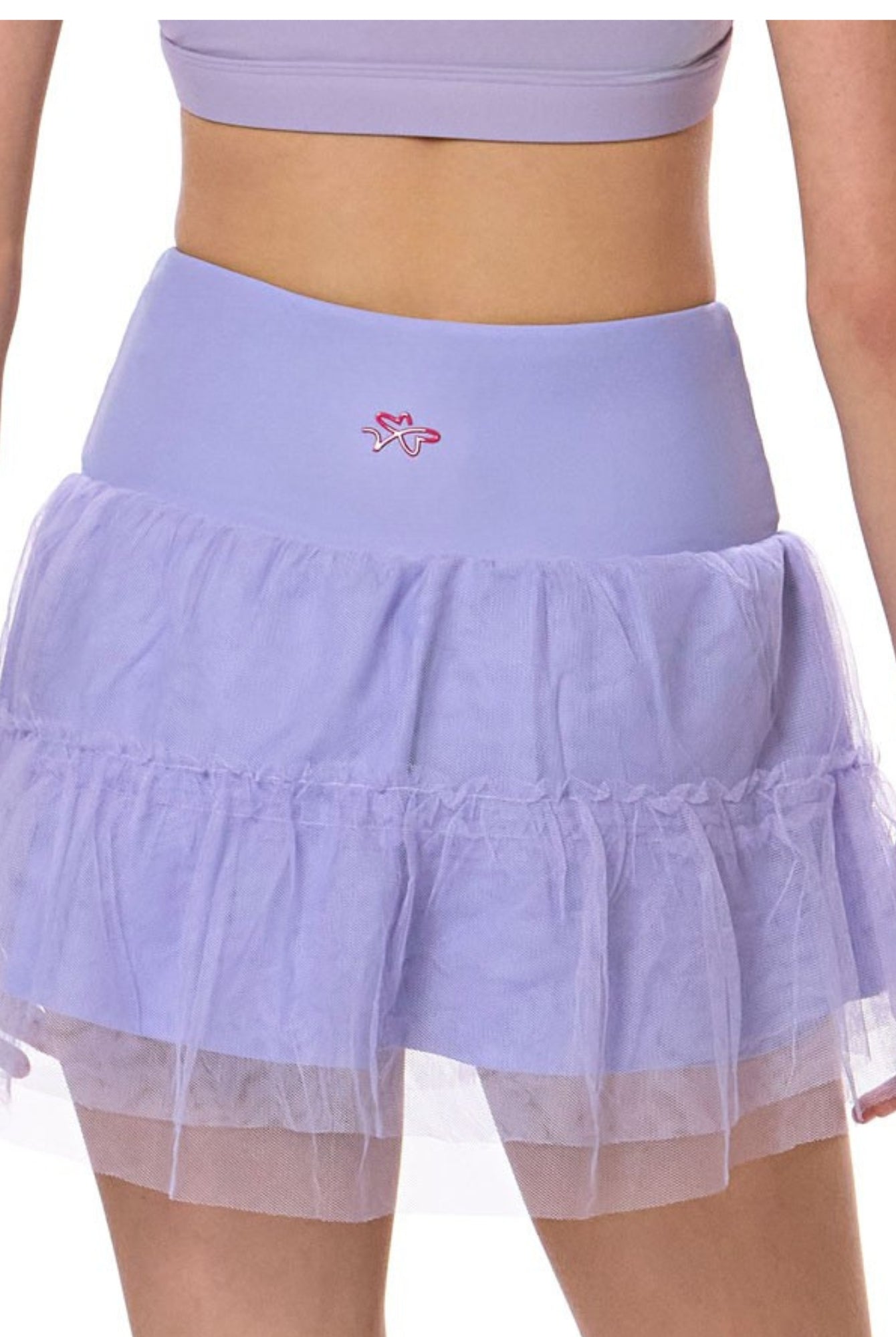 periwinkle tennis skirt for girls with built-in shorts back view