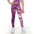 High-Rise Girls Leggings - Purple Tie-Dye