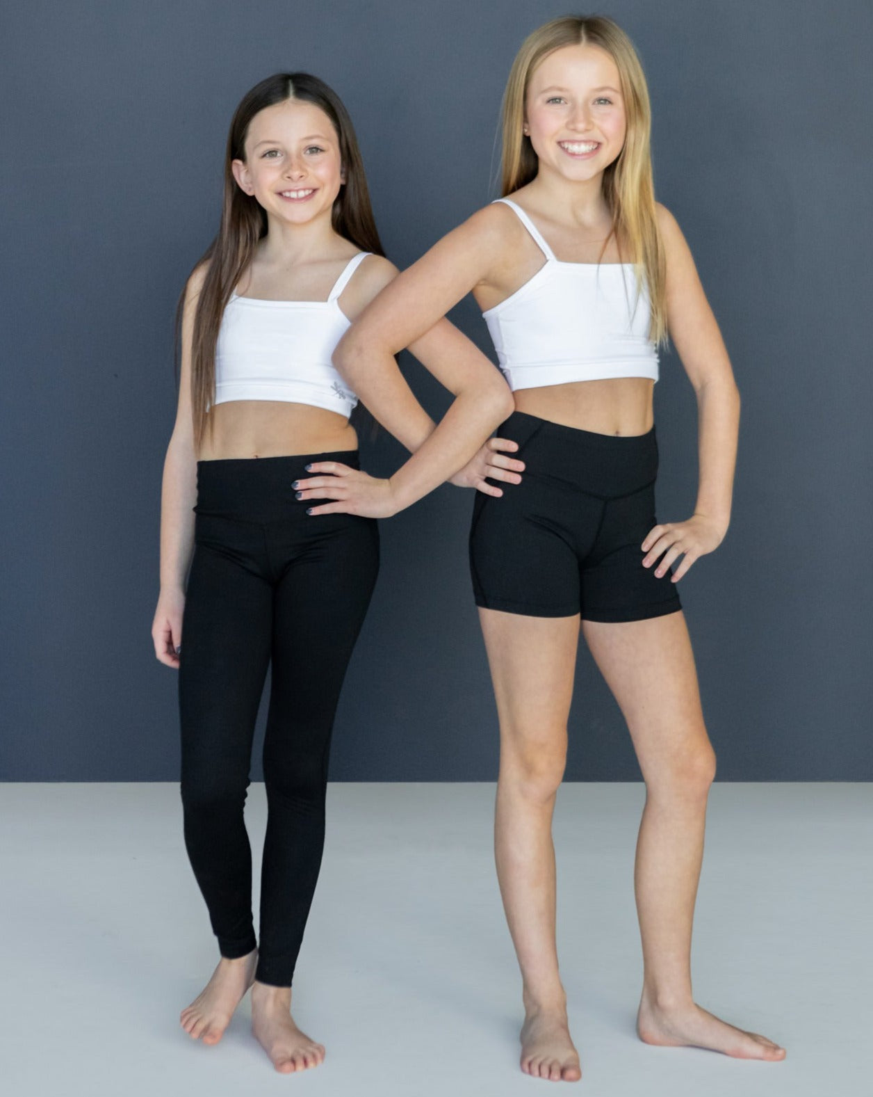 girls black leggings high-rise