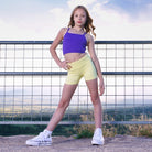 Girls yellow high-rise compression shorts