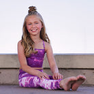 High-Rise Girls Leggings - Purple Tie-Dye