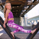 High-Rise Girls Leggings - Purple Tie-Dye