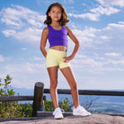 Girls yellow high-rise compression shorts