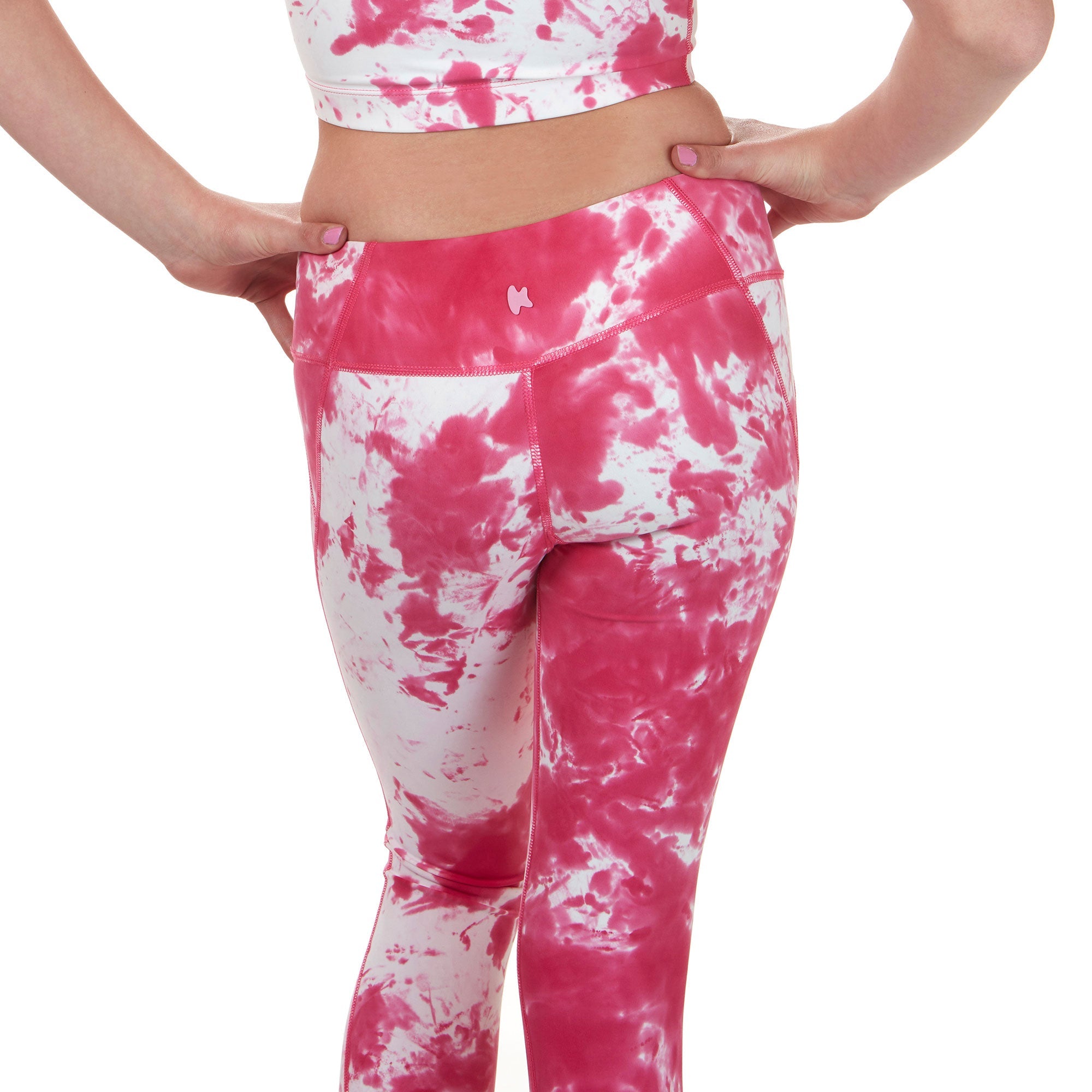 High-Rise Girls Leggings - Pink Tie-Dye
