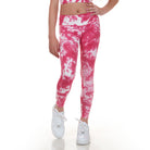 High-Rise Girls Leggings - Pink Tie-Dye