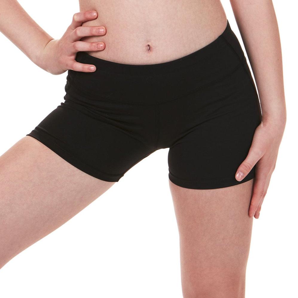 Girls black high-rise compression shorts