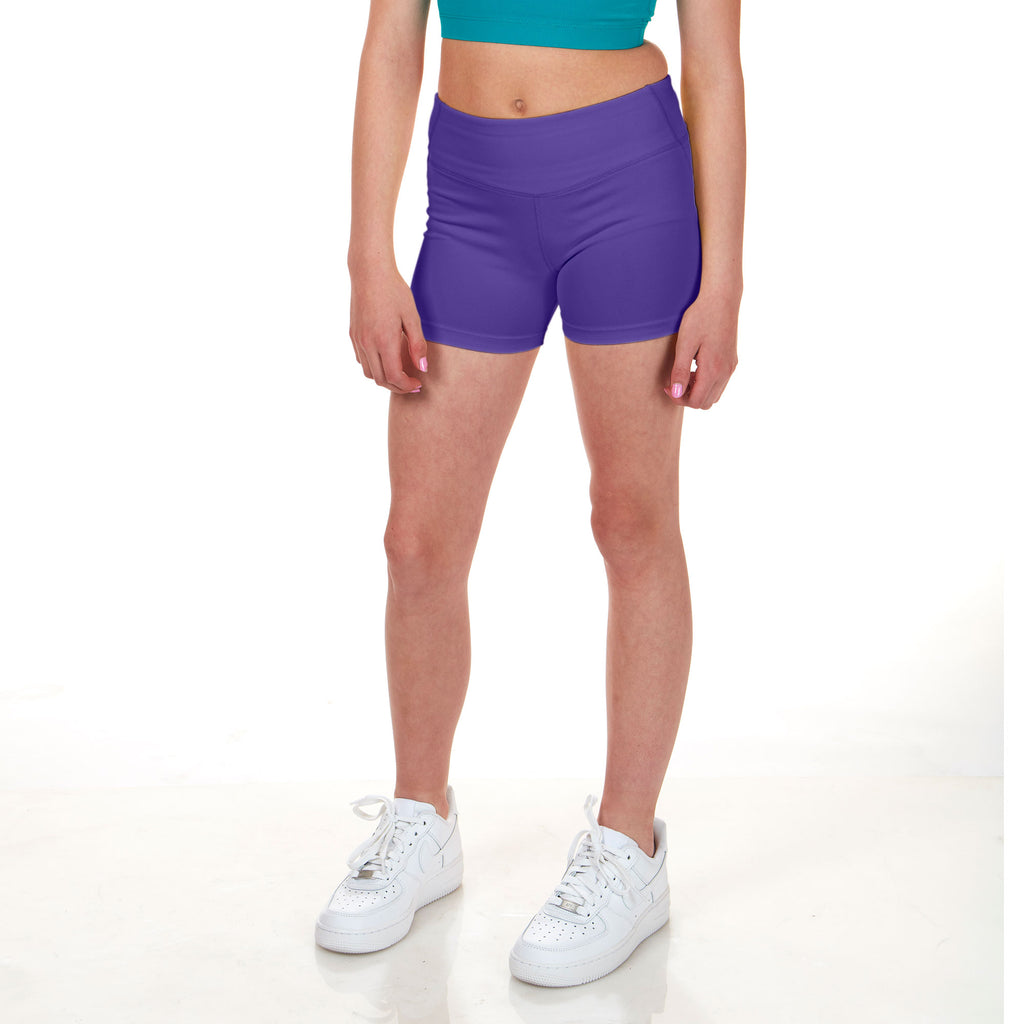 Girls purple high-rise compression shorts