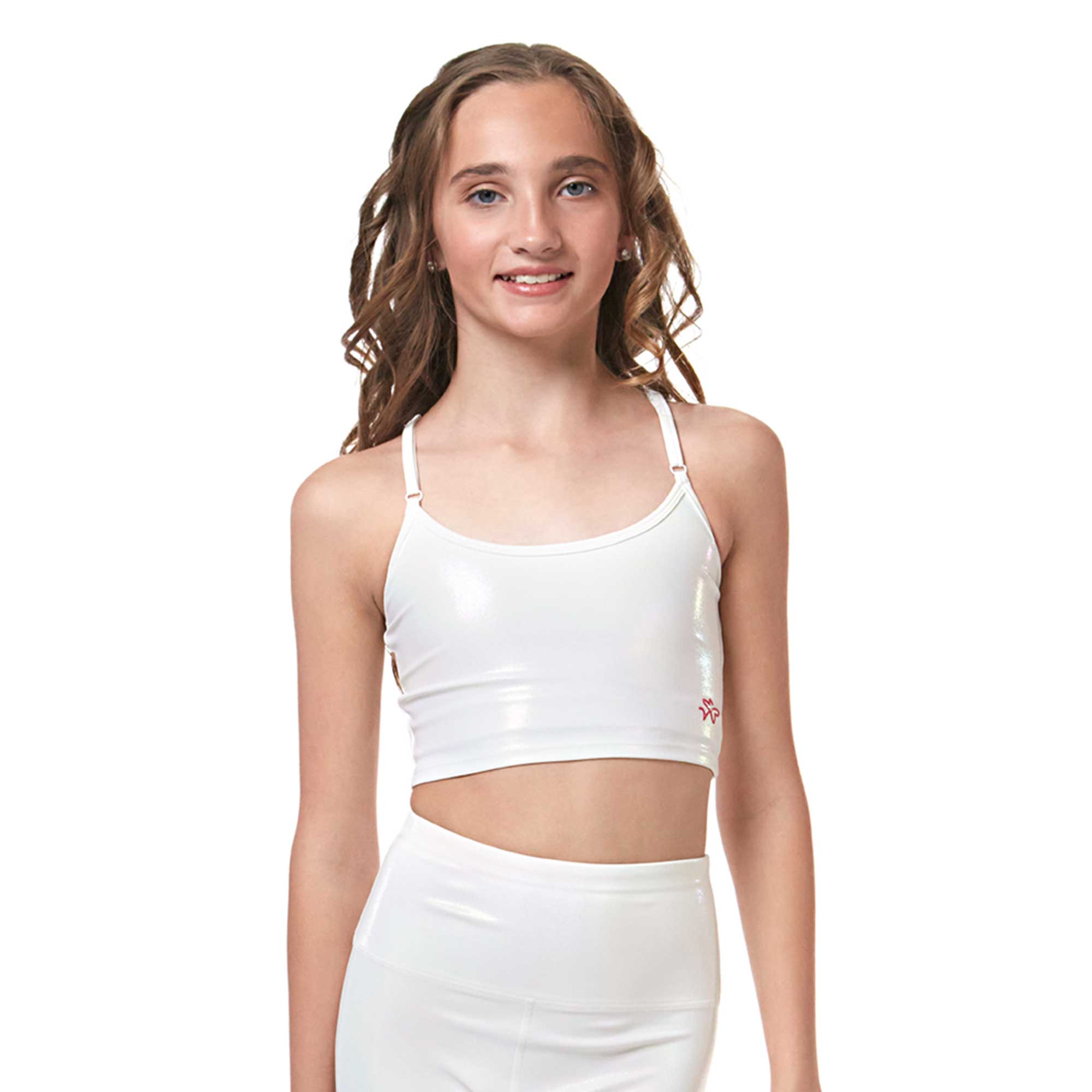 Ignite pearl girls crop top shiny white