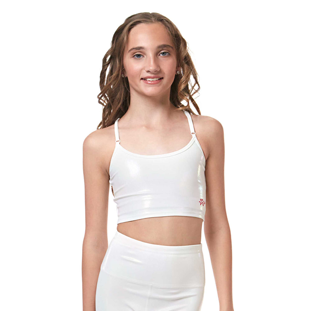 White sports bras for tweens/teens