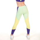 Level Up Girls Leggings - purple yellow mint colorblocked