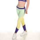 Level Up Girls Leggings - purple yellow mint colorblocked