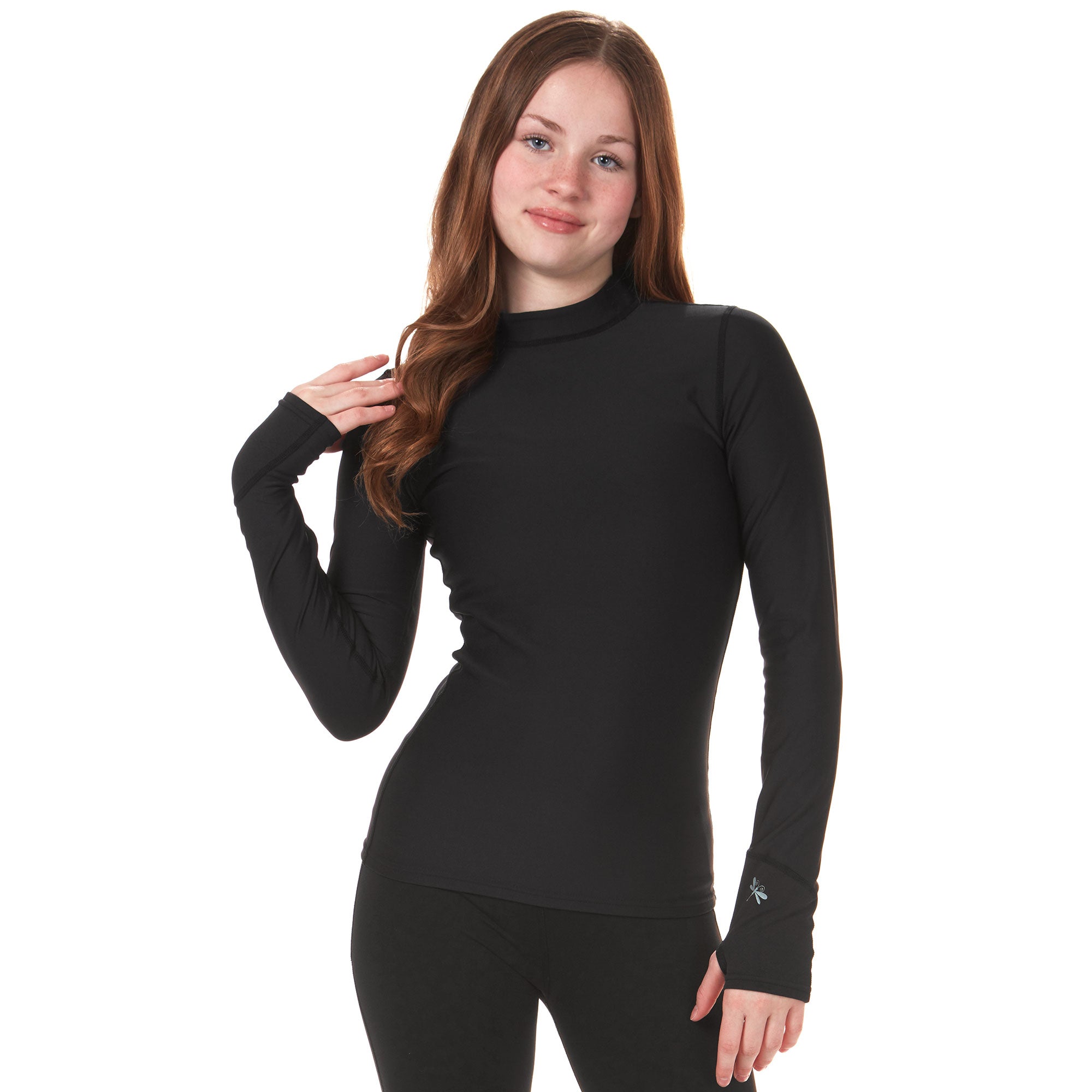 Girls long sleeve compression tee black