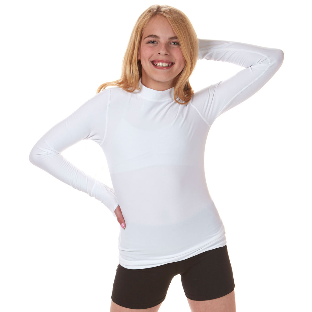 Girls long sleeve compression tee white