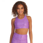 Purple V-Neck crop top - shiny purple