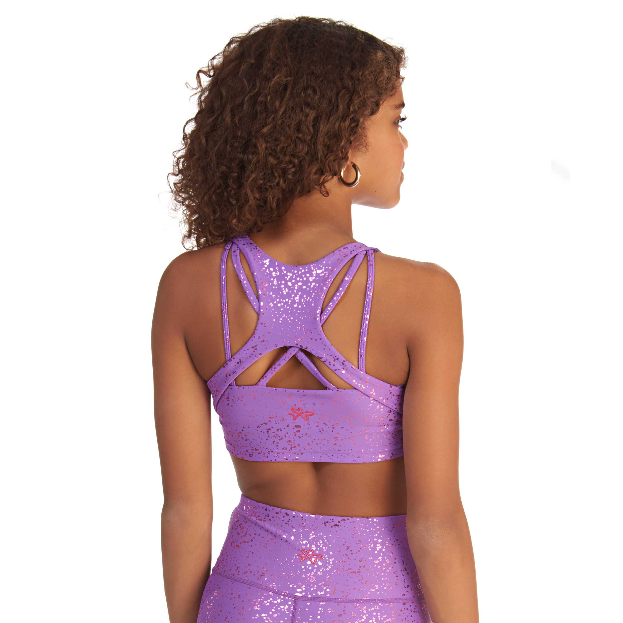 Purple V-Neck crop top - shiny purple