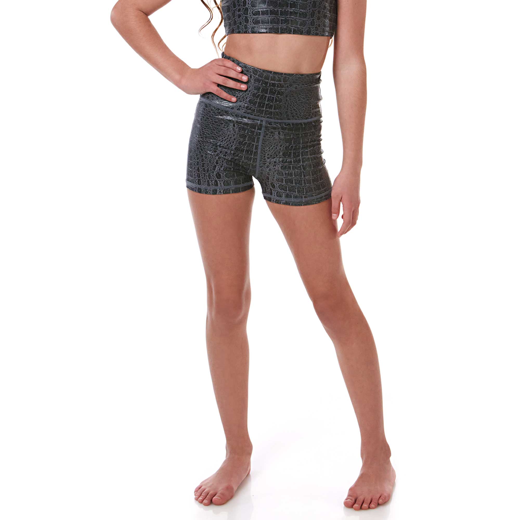 Vitality girls compression shorts black crocodile