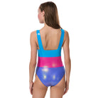 girls one piece swimsuit back view colorblock