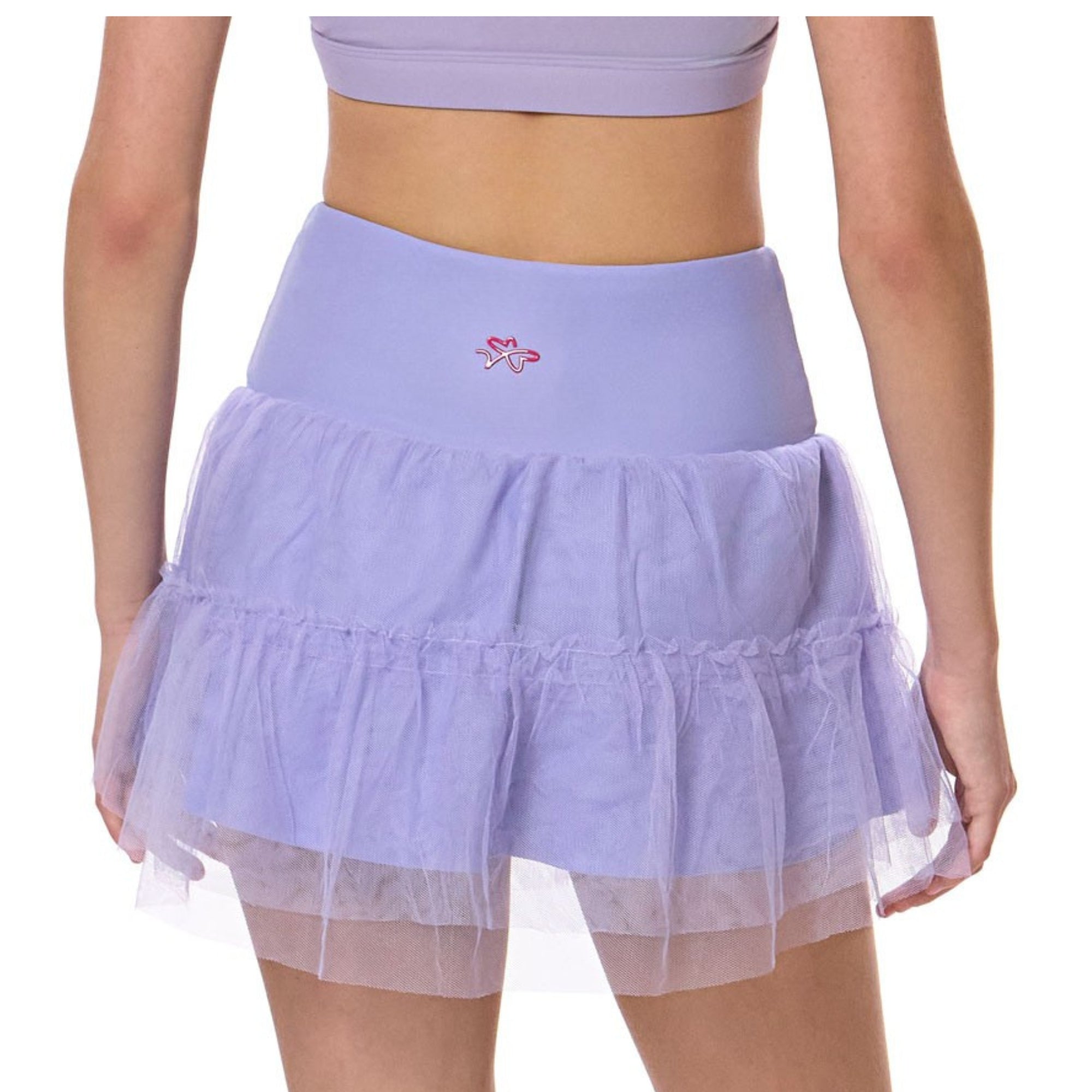 periwinkle tennis skirt for girls with built-in shorts back view
