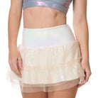 pearl layered tulle dance skirt with soft shimmer and volume